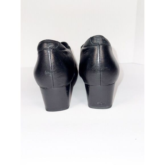 Clarks Rosalyn Adele Black Leather Shootie Block Heel Bootie Pump Office Sz 8 - Picture 3 of 14